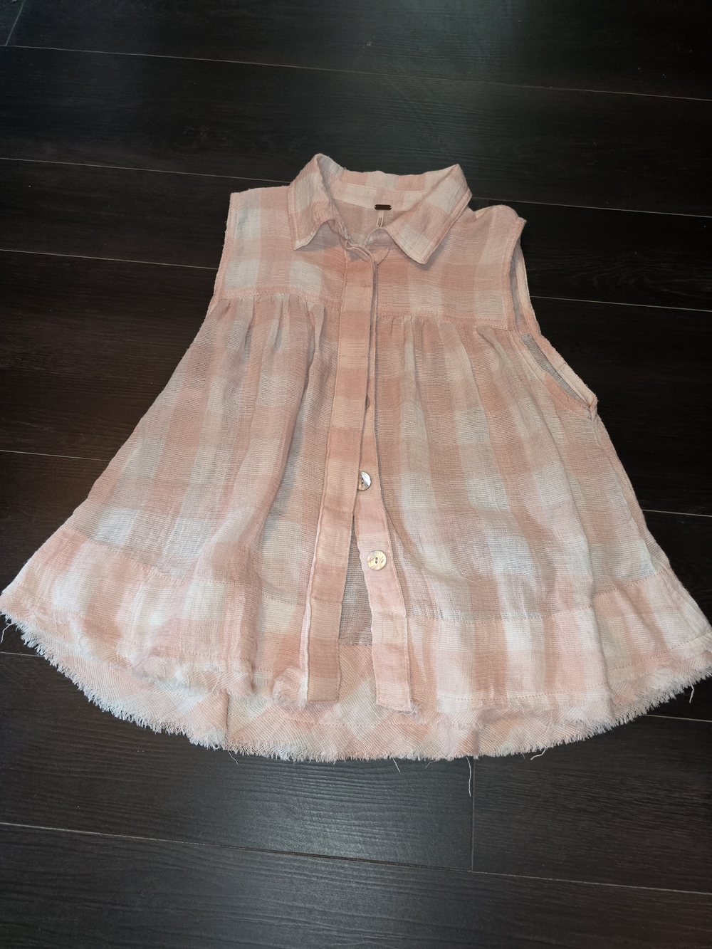 Free People Blush Pink and White Sleeveless Button-Front Tunic